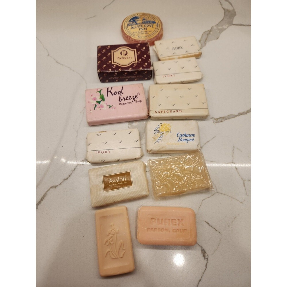 Lot of 12 Hotel Resort Travel Size Mini Bar Soaps Radisson Ivory Safeguard Purex